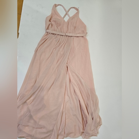 Vera Wang Dresses & Skirts - Vera Wang White Davids Bridal 20 Long Blush Dusty Rose Chiffon Dress Cross Back